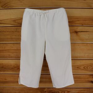 Paradise Bay Stretch Waist Capri Pants Women 8P White Polyester Blend Drawstring